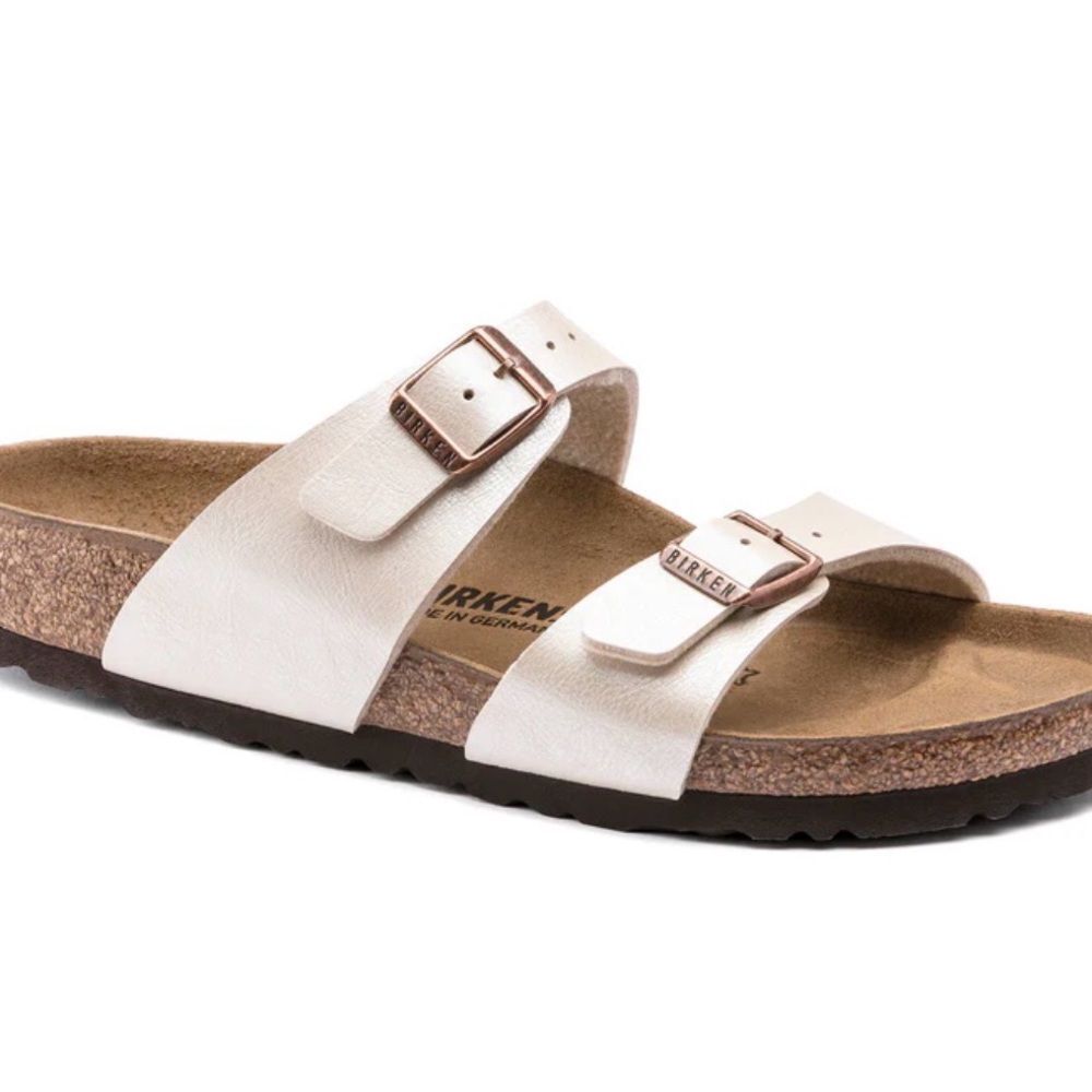 NWT✨Birkenstock Arizona Cream Neutral Rose Gold Buckle Sandals 40 - Picture 3 of 9